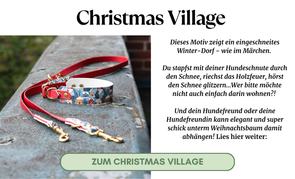 Biothane Hundehalsband und Leine Set Christmas Village Biothane Hundehalsband und Leine Set Christmas Village mit Fließtext